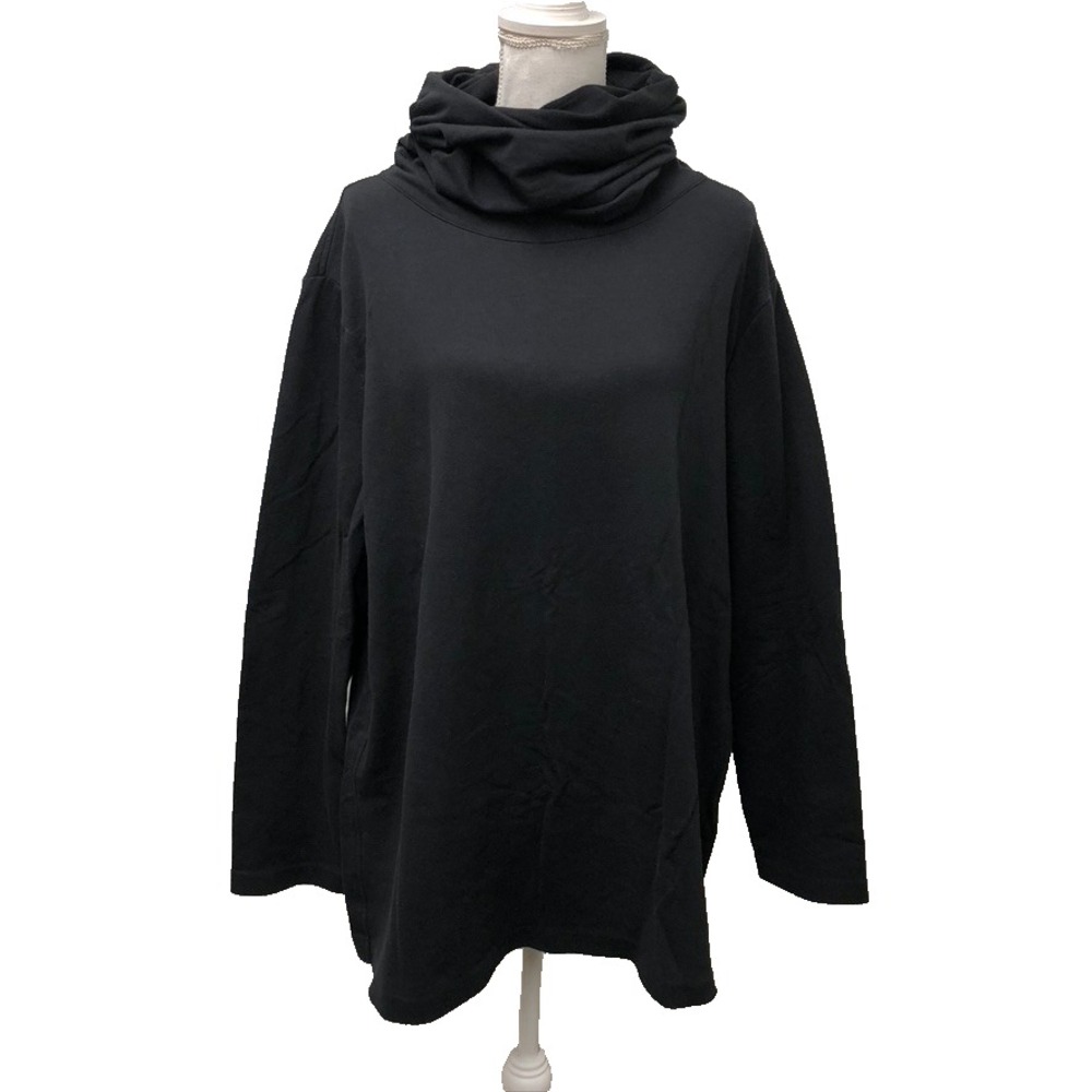 Norma Kamali Pullover Top Womens Large Black Turtleneck Oversize Comfort Lounge